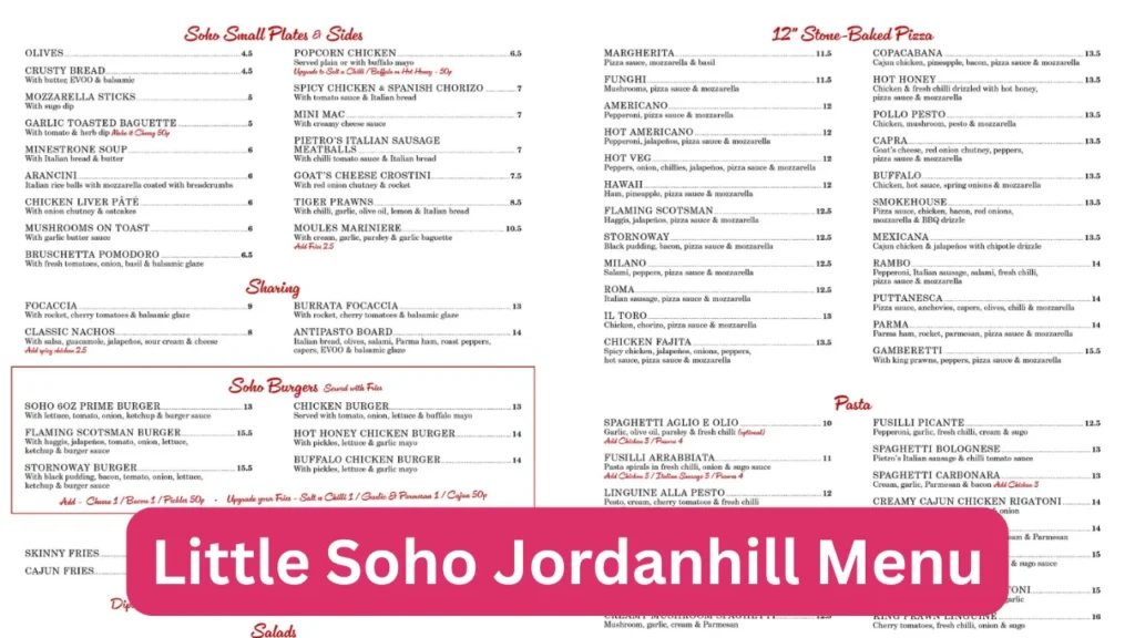Little Soho Jordanhill Menu