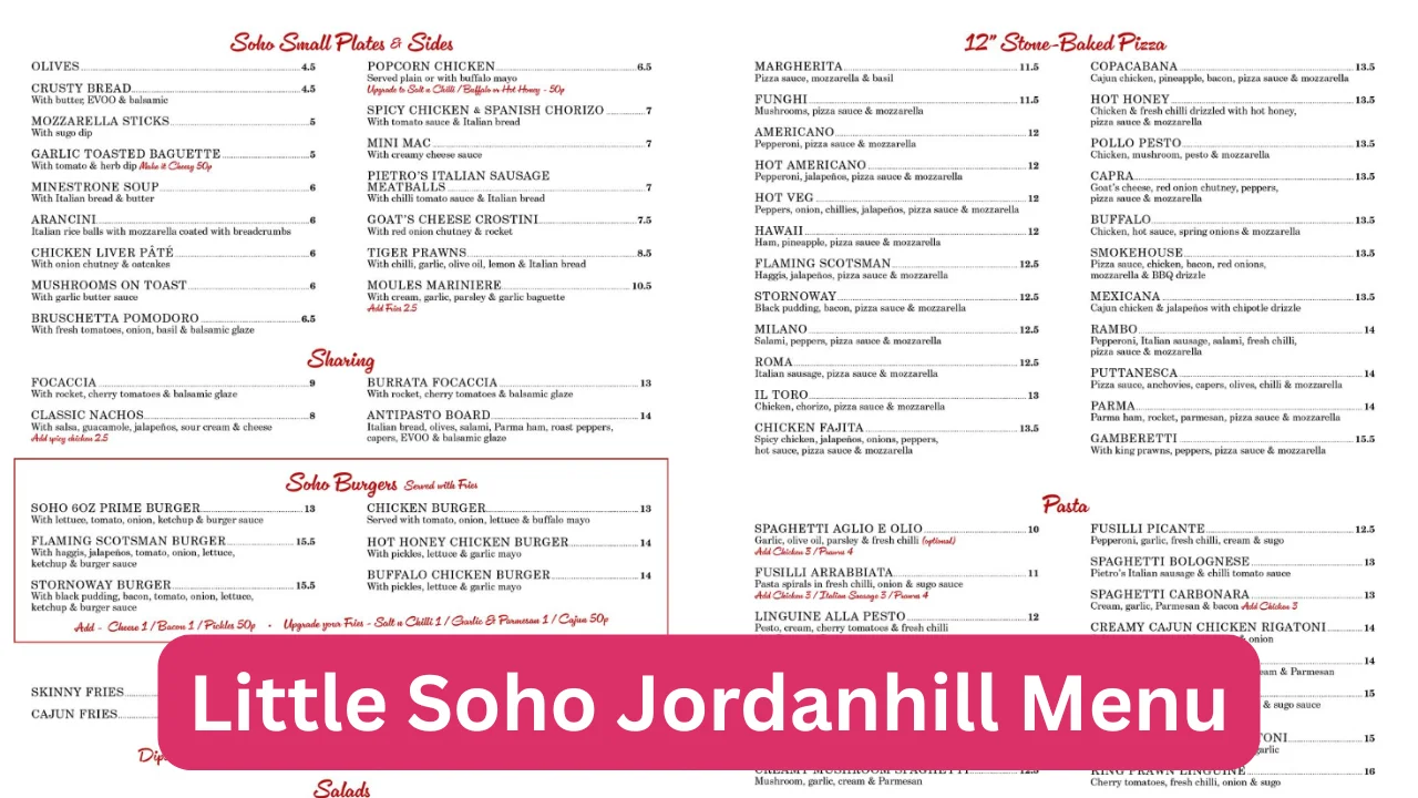 Little Soho Jordanhill Menu