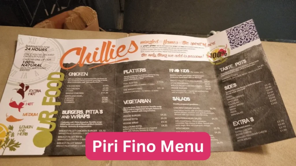 Piri Fino Menu