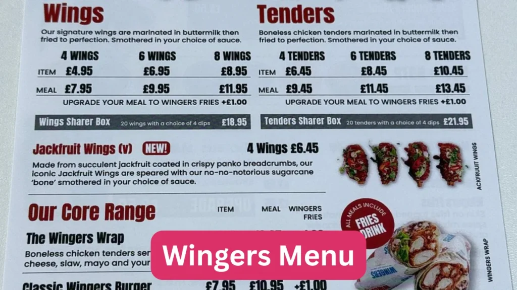 Wingers Menu