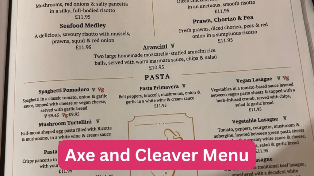 Axe and Cleaver Menu