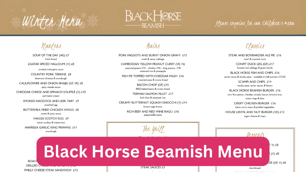 Black Horse Beamish Menu