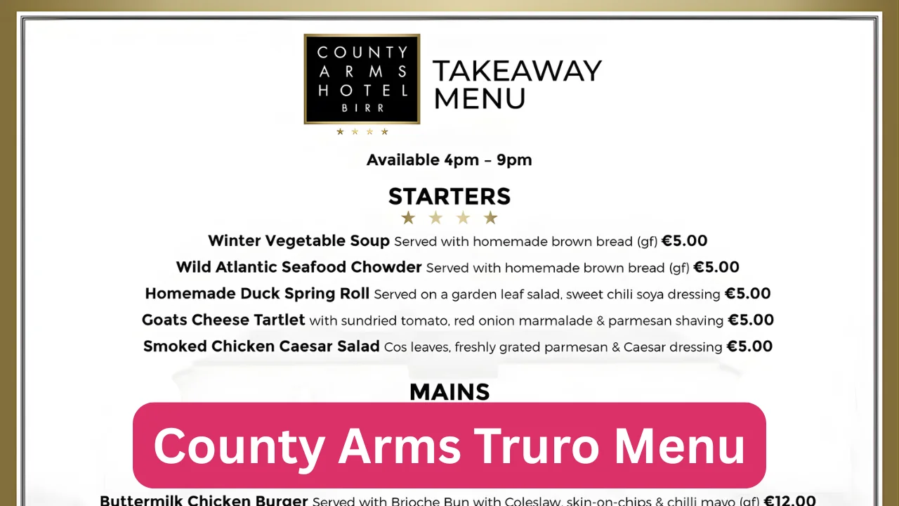 County Arms Truro Menu