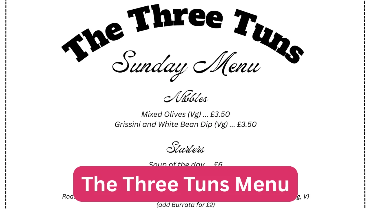The Three Tuns Menu