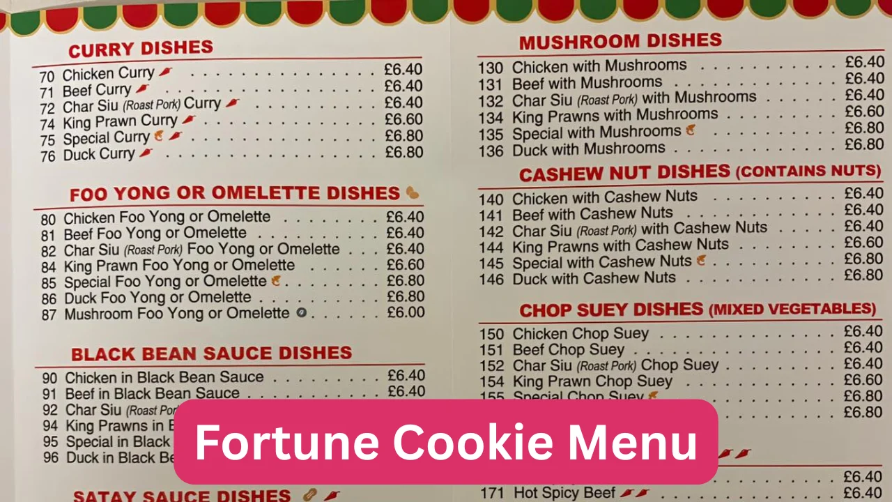 Fortune Cookie Menu