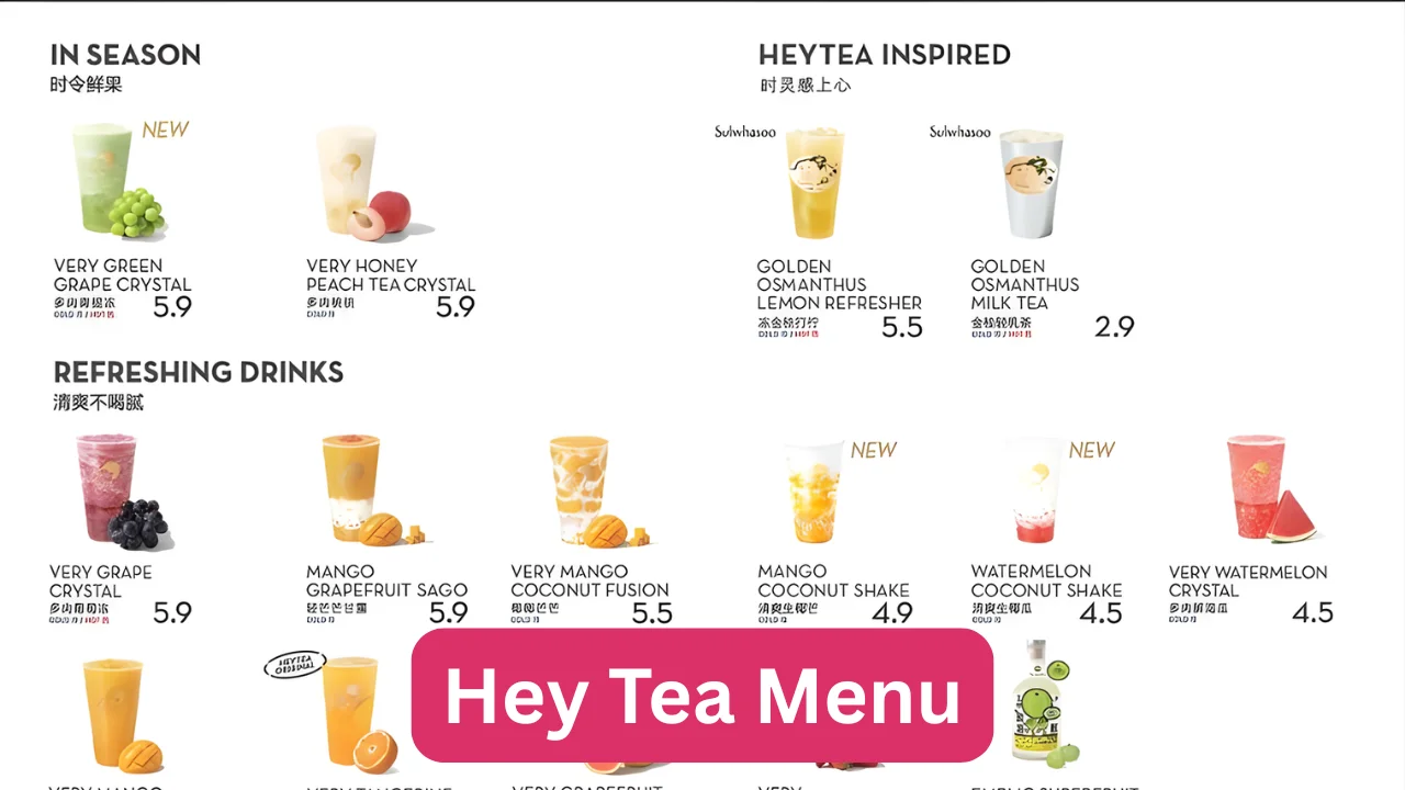 Hey Tea Menu
