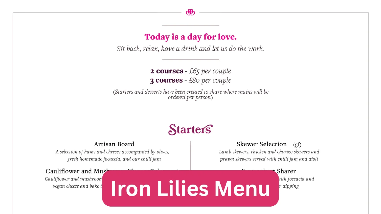Iron Lilies Menu