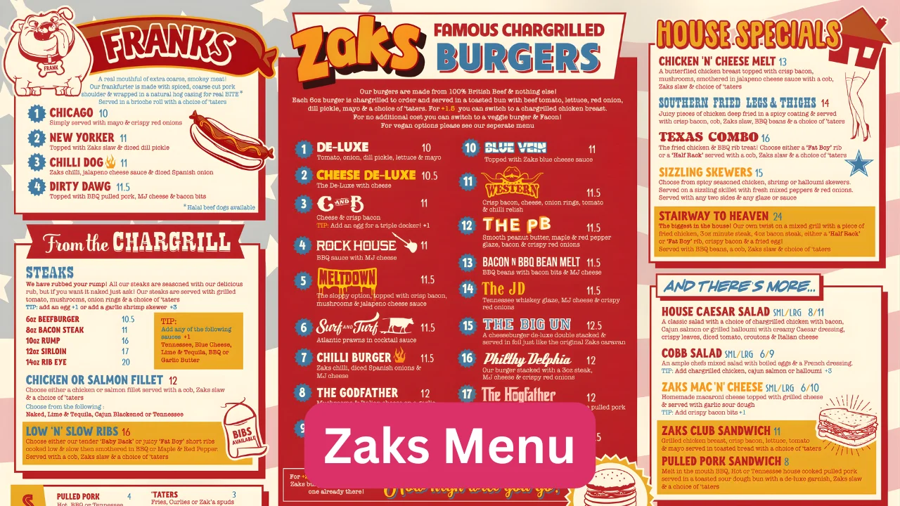 Zaks Menu